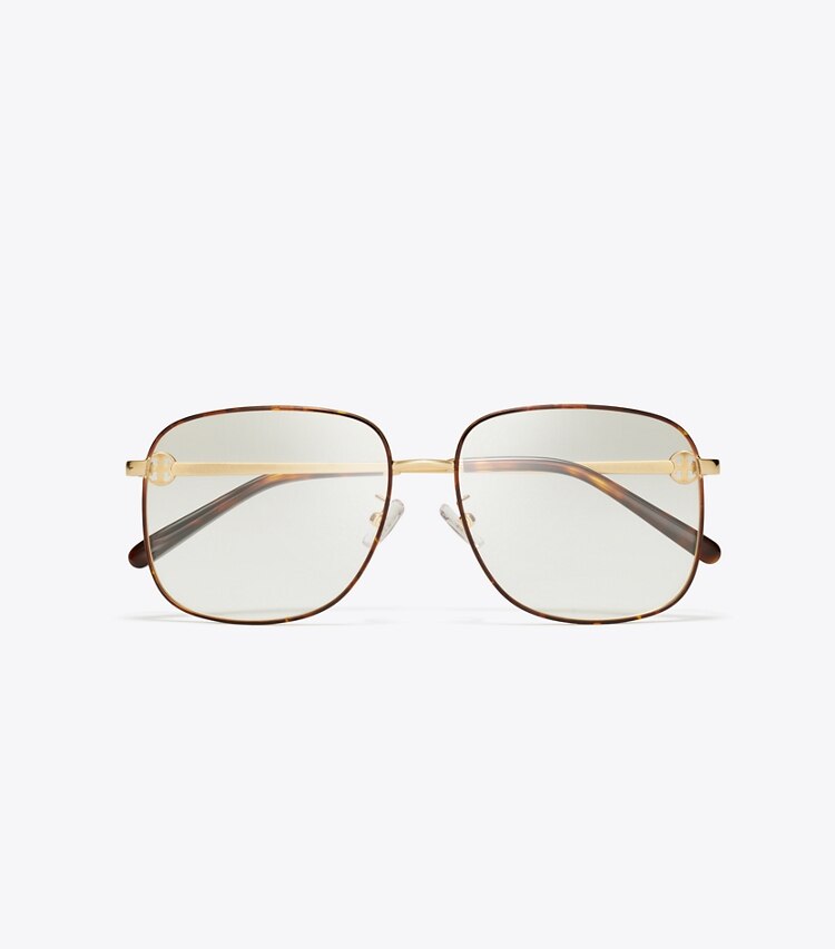 Tory Burch designer lunettes Lunettes de vue Miller carrées en métal dans GOLD vue du dessus