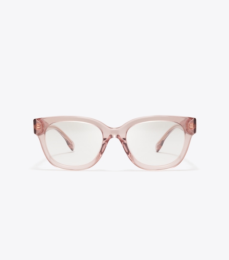Tory Burch designer lunettes Lunettes de vue Miller Square dans TRANSPARENT LIGHT PINK de face