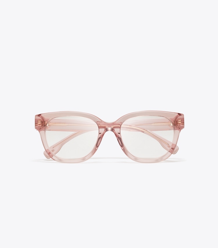 Tory Burch designer lunettes Lunettes de vue Miller Square dans TRANSPARENT LIGHT PINK vue du dessus