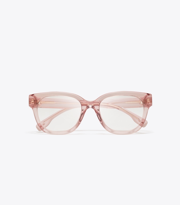 Tory Burch designer lunettes Lunettes de vue Miller Square dans TRANSPARENT LIGHT PINK vue du dessus