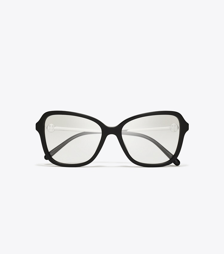 Tory Burch designer lunettes Lunettes de vue papillon surdimensionnées Miller dans BLACK/SILVER vue du dessus