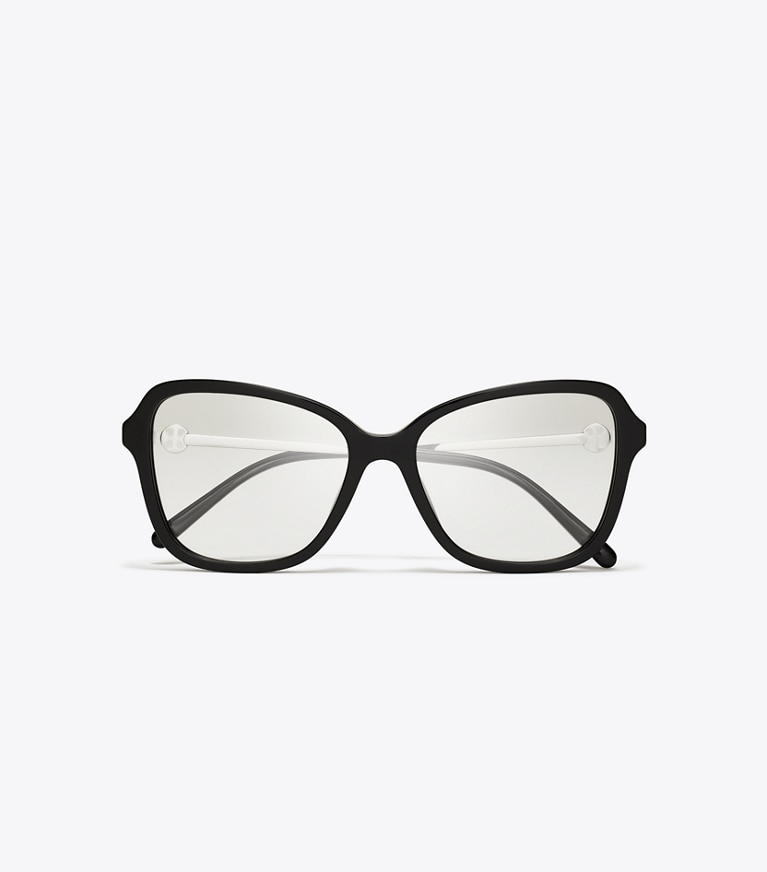 Tory Burch designer lunettes Lunettes de vue papillon surdimensionnées Miller dans BLACK/SILVER vue du dessus