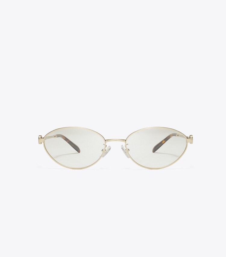 Tory Burch designer lunettes Lunettes Miller ovales en métal dans SHINY LIGHT GOLD de face