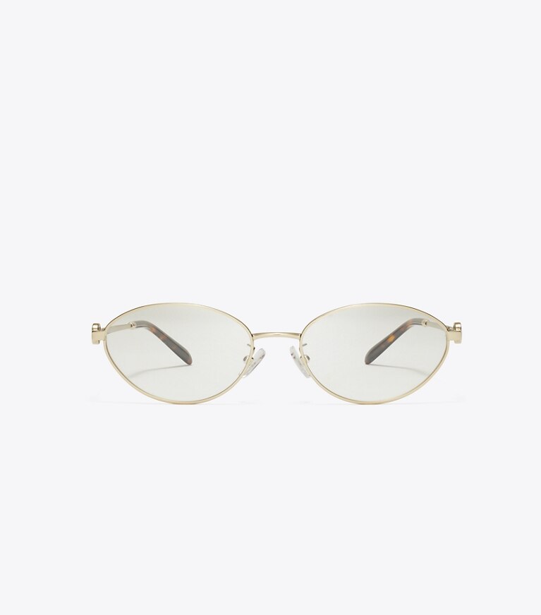 Tory Burch designer lunettes Lunettes Miller ovales en métal dans SHINY LIGHT GOLD de face