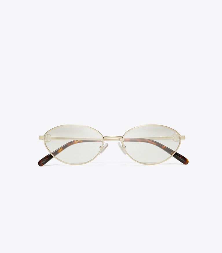 Tory Burch designer lunettes Lunettes Miller ovales en métal dans SHINY LIGHT GOLD vue du dessus
