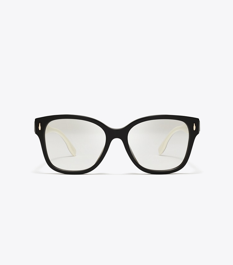 Tory Burch designer lunettes Lunettes Miller Square dans BLACK/IVORY de face