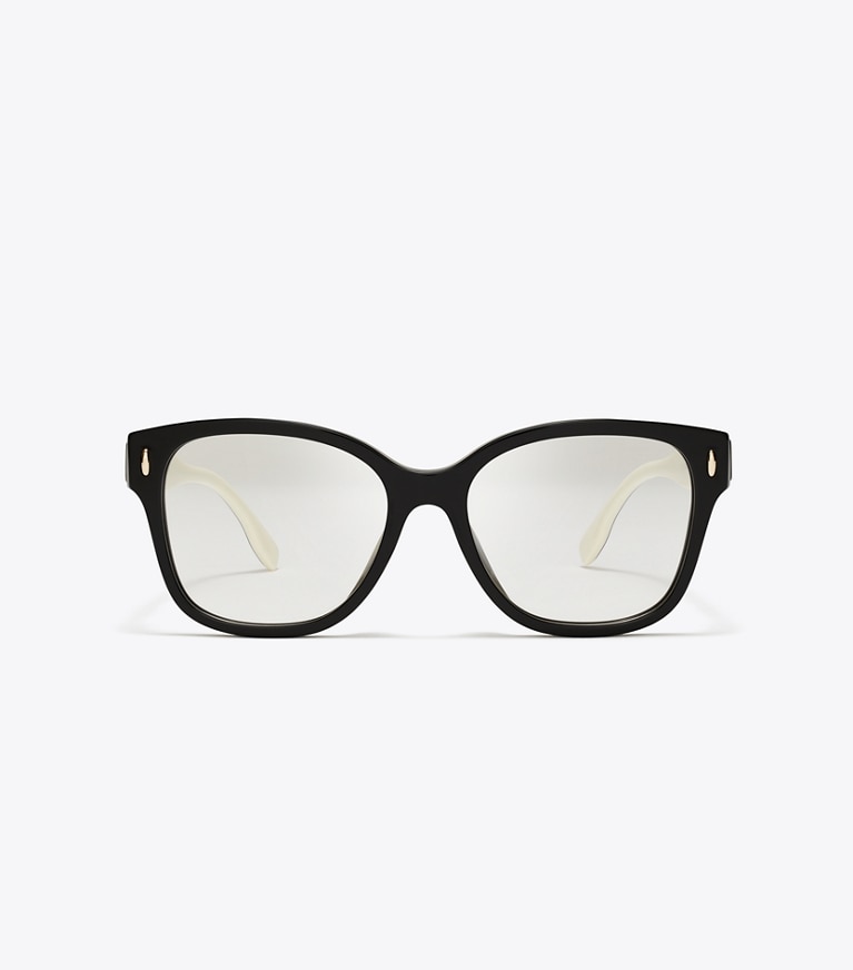 Tory Burch designer lunettes Lunettes Miller Square dans BLACK/IVORY de face