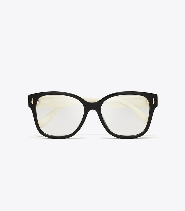 Tory Burch designer lunettes Lunettes Miller Square dans BLACK/IVORY vue du dessus