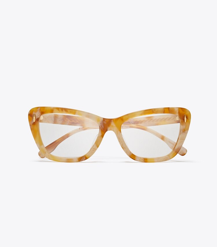 Tory Burch designer lunettes Lunettes papillon Miller dans HONEY TORTOISE vue du dessus