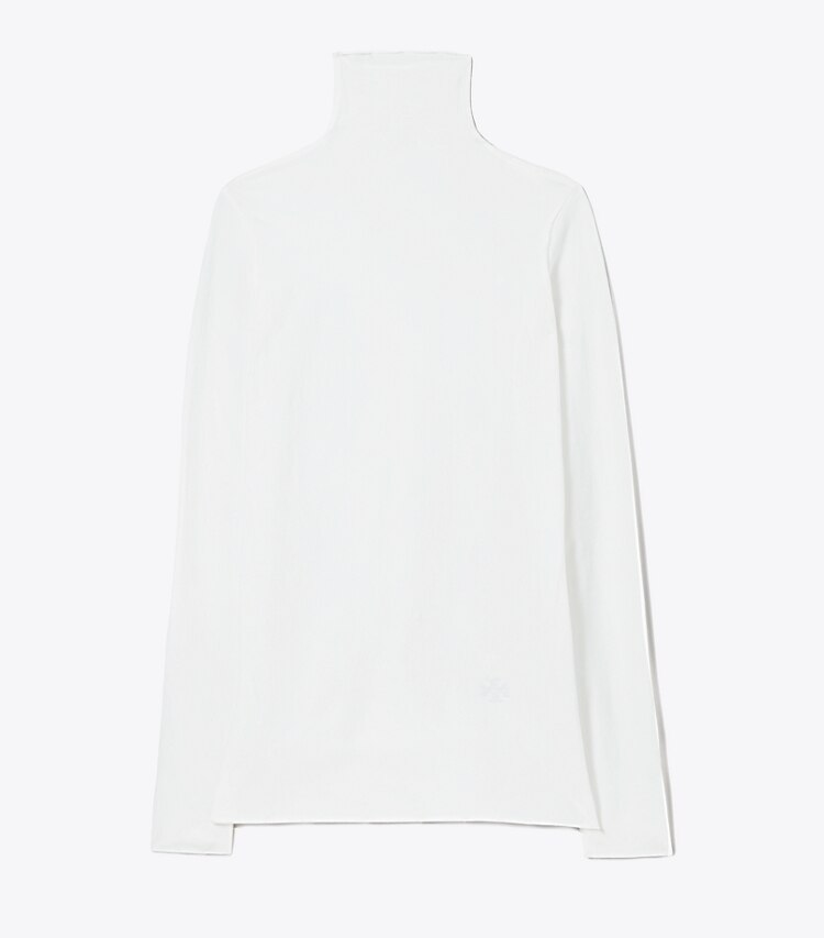 Tory Sport designer tops Lupetto a manica lunga in tessuto senza cuciture in Optic White front
