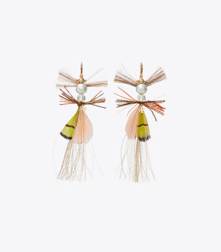 Tory Burch designer earrings Lure Earring in Tory Gold / Multi front