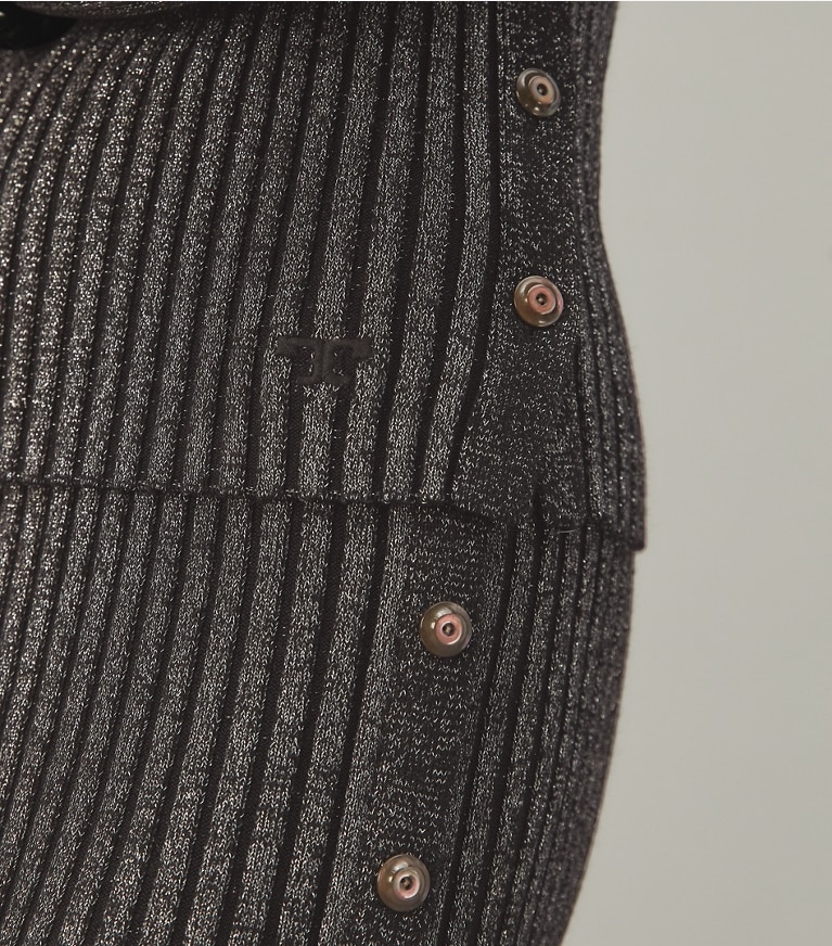 Tory Burch designer bottoms Lurex Stripe Knit Skirt in Black front