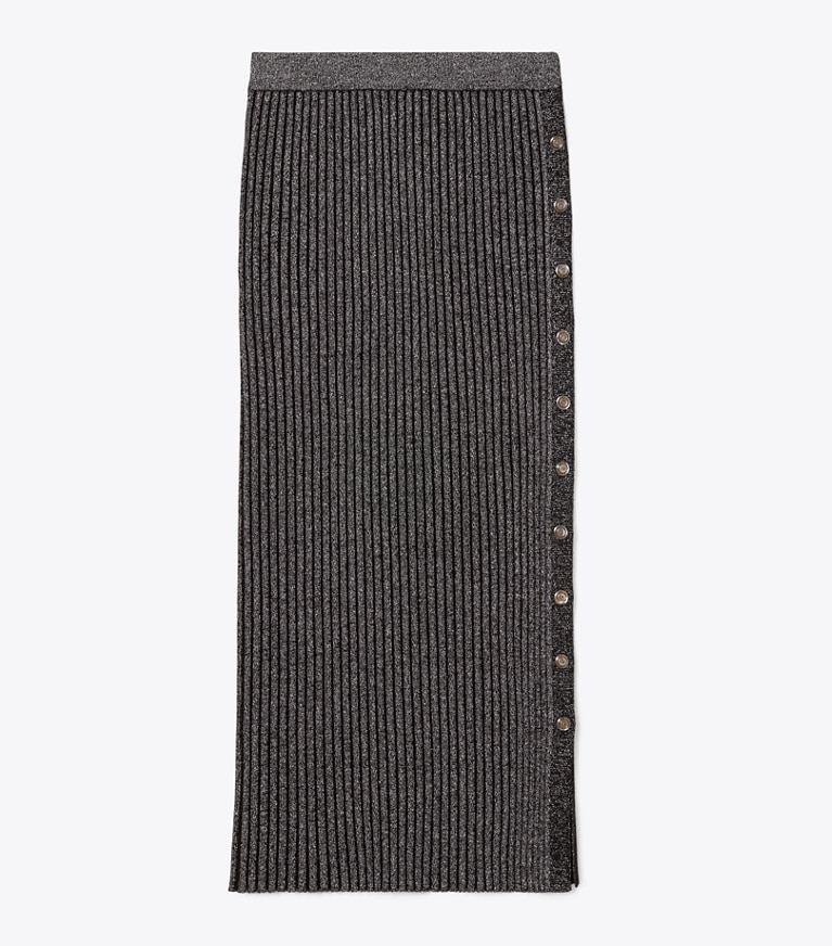 Tory Burch designer bottoms Lurex Stripe Knit Skirt in Black front