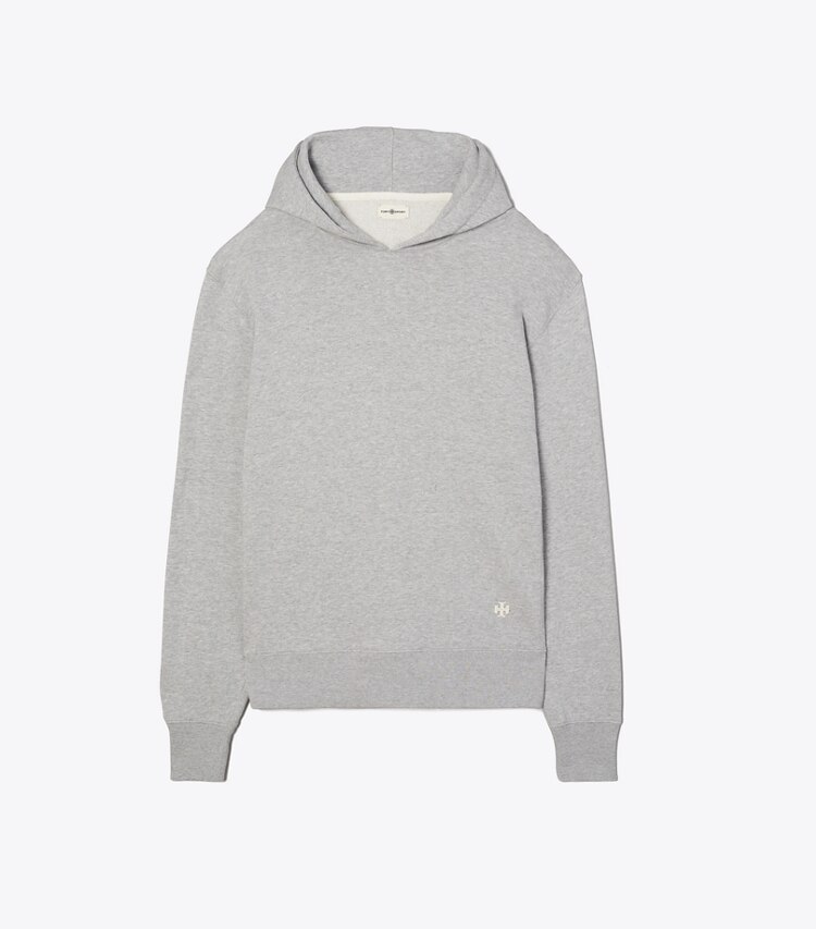 Tory Sport designer sweaters Mélange French Terry Hoodie in Medium Grey Heather front