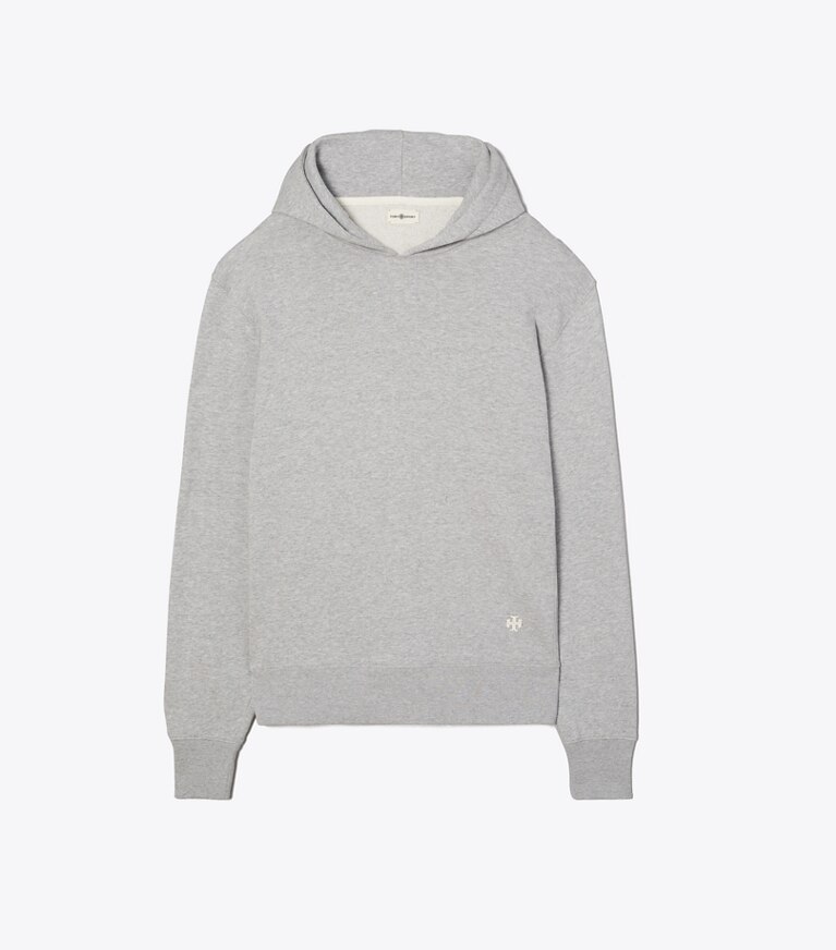 Tory Sport designer sweaters Mélange French Terry Hoodie in Medium Grey Heather front