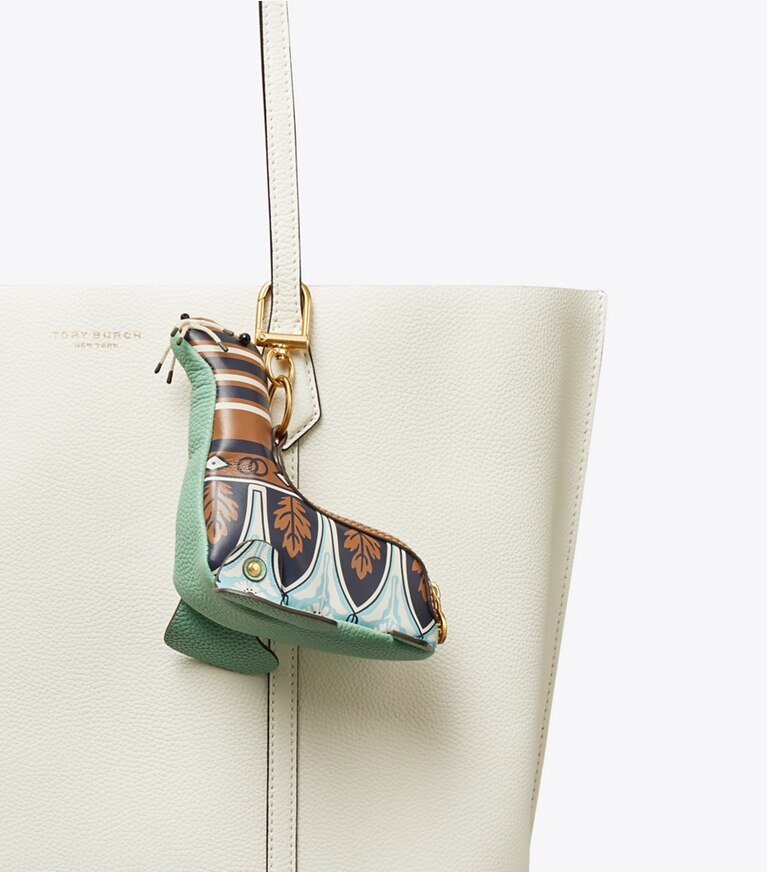 Tory Burch designer bag charms & key rings Madeline Castaing Seal Key Ring in NEW IVORY / Peppermint Patty / Coconut front
