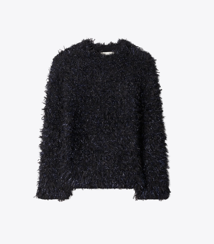 Tory Burch designer maglioni Maglia a lupetto decorata in BLACK / Black Navy Iridescent front
