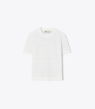 Tory Burch designer giacche Maglia in jacquard T Monogram in White front
