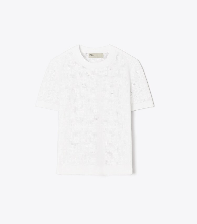 Tory Burch designer giacche Maglia in jacquard T Monogram in White front