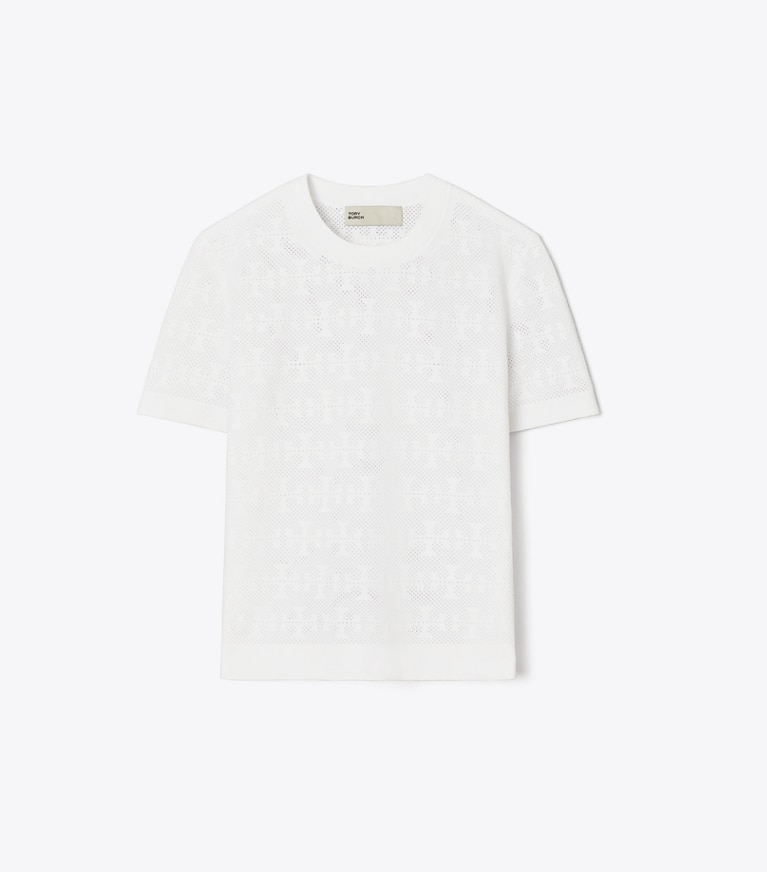 Tory Burch designer giacche Maglia in jacquard T Monogram in White front