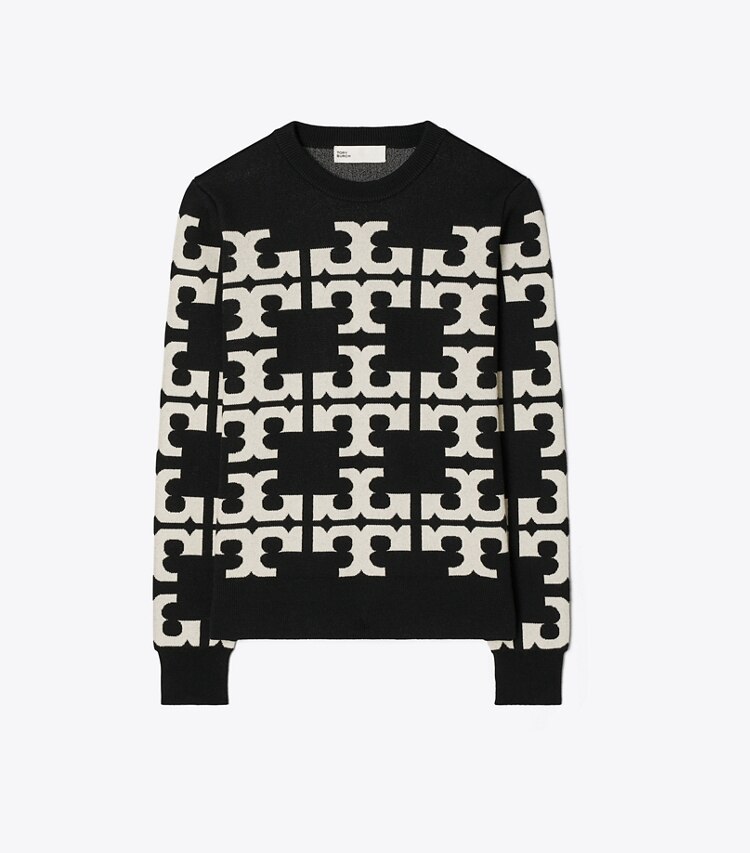 Tory Sport designer maglioni Maglia in lana con logo in Black T Logo Allover front