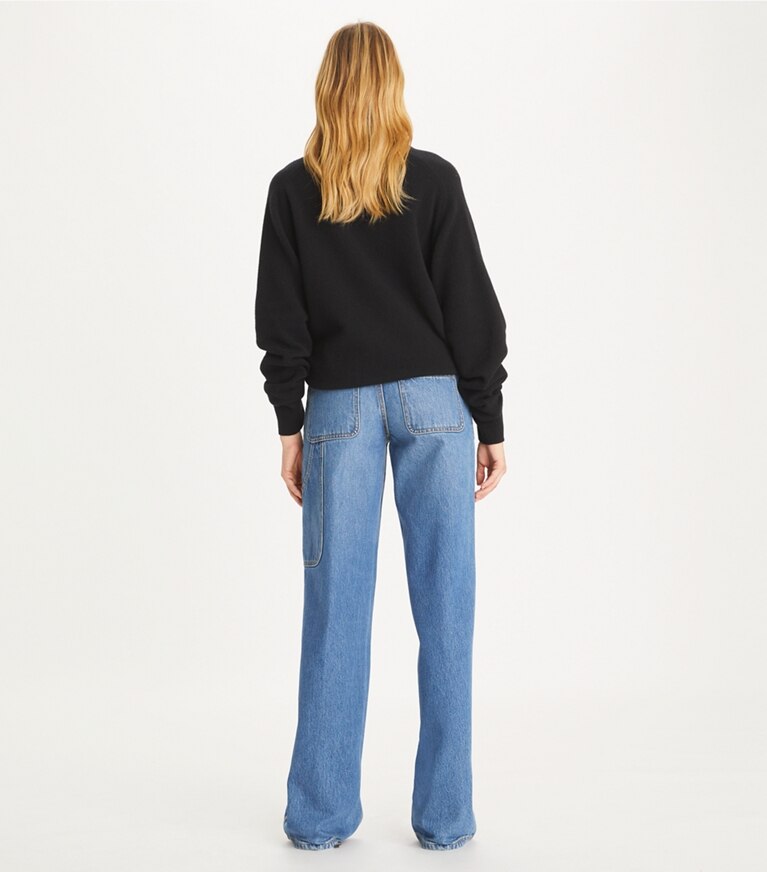 Tory Burch designer maglioni Maglia in lana con scollo a V in Black front