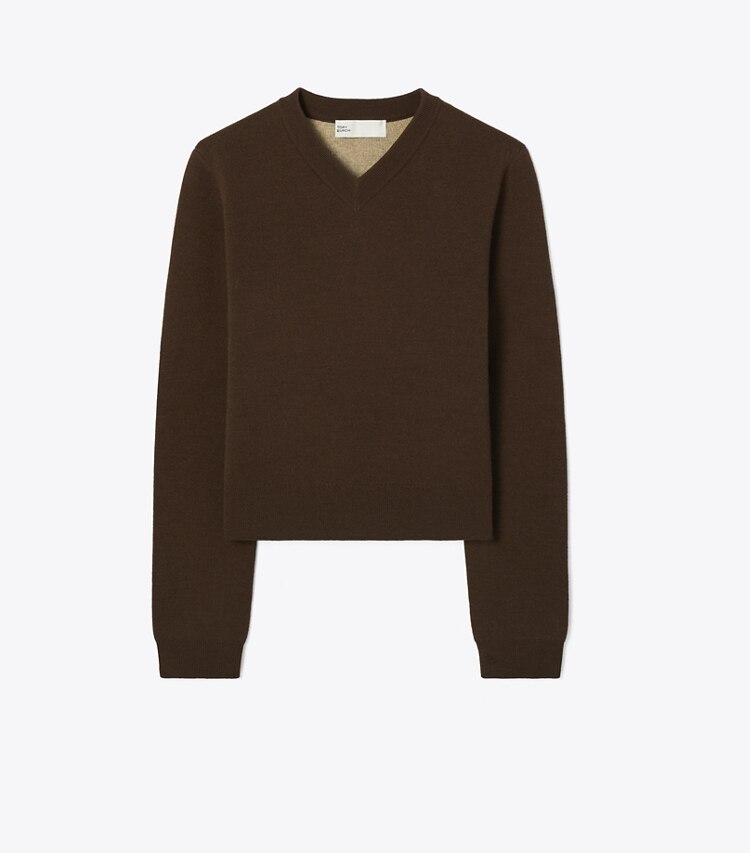 Tory Burch designer maglioni Maglia in lana e cashmere in Dark Chestnut Brown front
