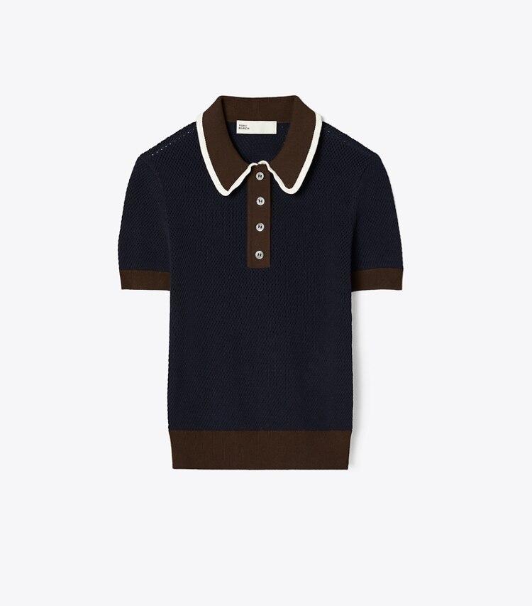 Tory Sport designer maglioni Maglia in viscosa traforata in Tory Navy front