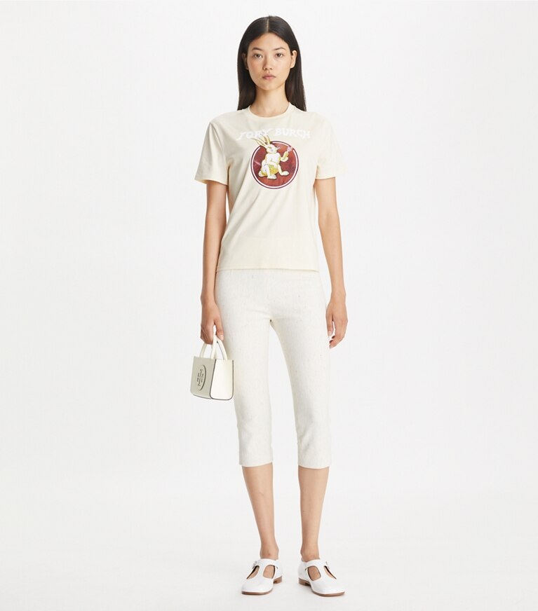 Tory Burch designer tops Maglietta in cotone Cheeky Rabbit in French Cream front