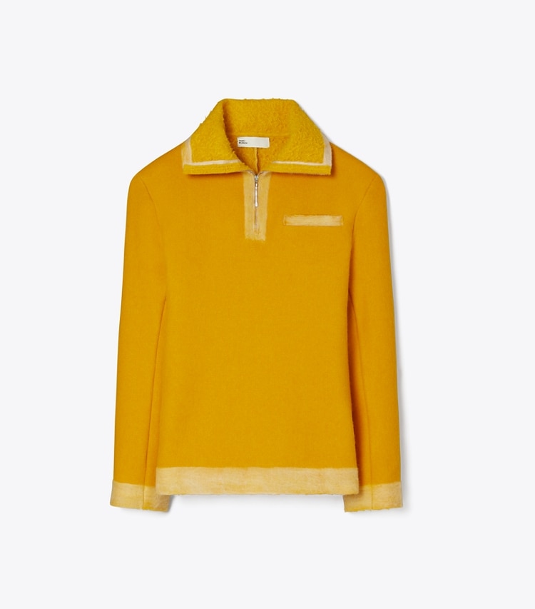 Tory Burch designer tops Maglione in lana con mezza zip in Winter Sun front