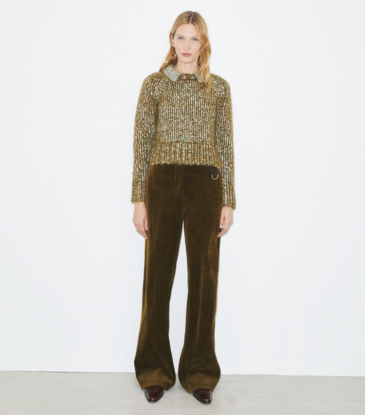 Tory Burch designer maglioni Maglione in lana in Brown parte anteriore su modella