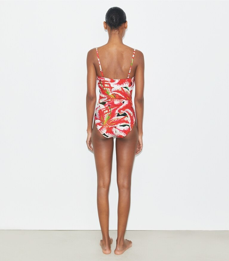 Tory Burch designer une pièce Maillot de bain à armatures in Pink Lily front