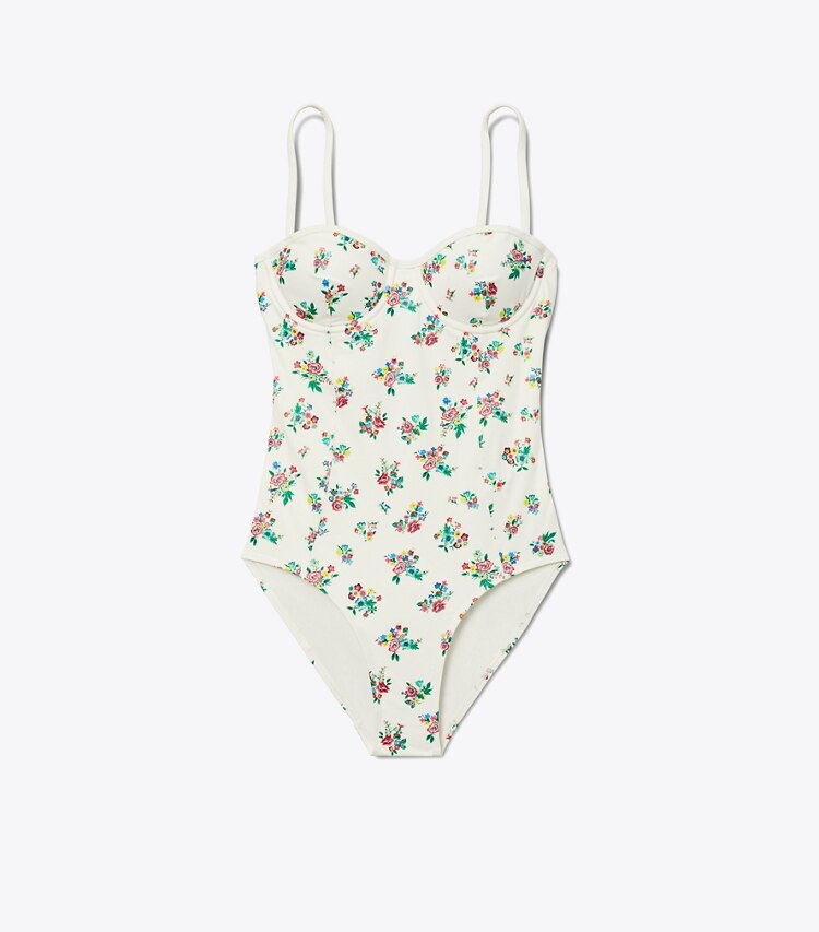 Tory Burch designer une pièce Maillot de bain balconnet dans Multi Ditsy Floral de face