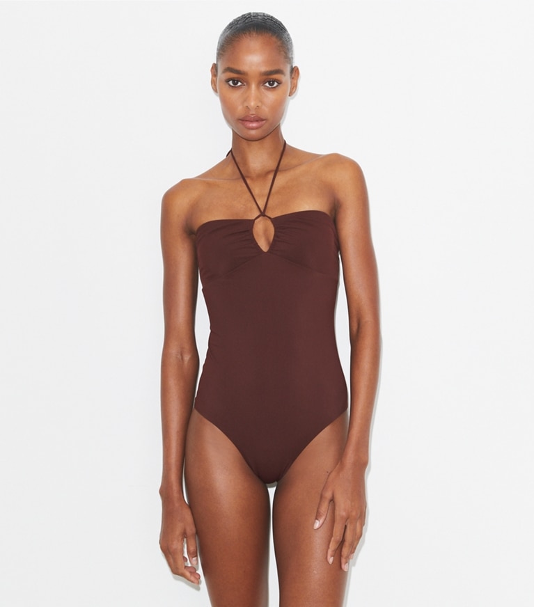 Tory Burch designer une pièce Maillot de bain dos nu in Merlot front