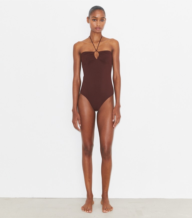 Tory Burch designer une pièce Maillot de bain dos nu in Merlot front