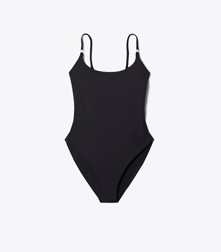Tory Burch designer une pièce Maillot de bain uni dans Black de face