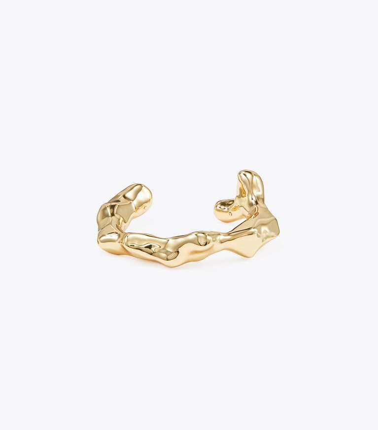 Tory Burch designer bracelets Manchette Curiosity Coral dans Light Brass de face