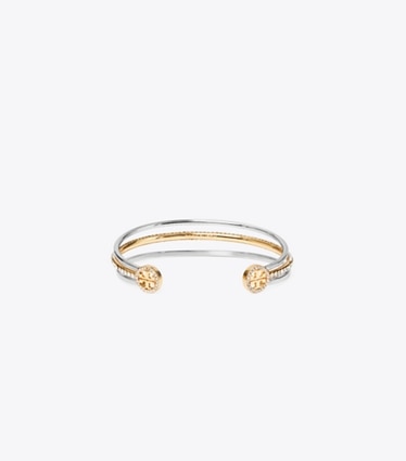 Tory Burch designer bracelets Manchette pavée Icon in Tory Silver / Tory Gold / Crystal additional