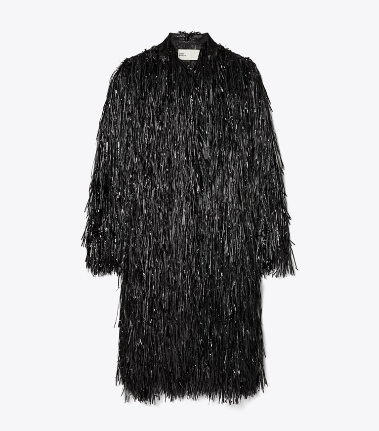 Tory Burch designer manteaux Manteau à franges in Black front
