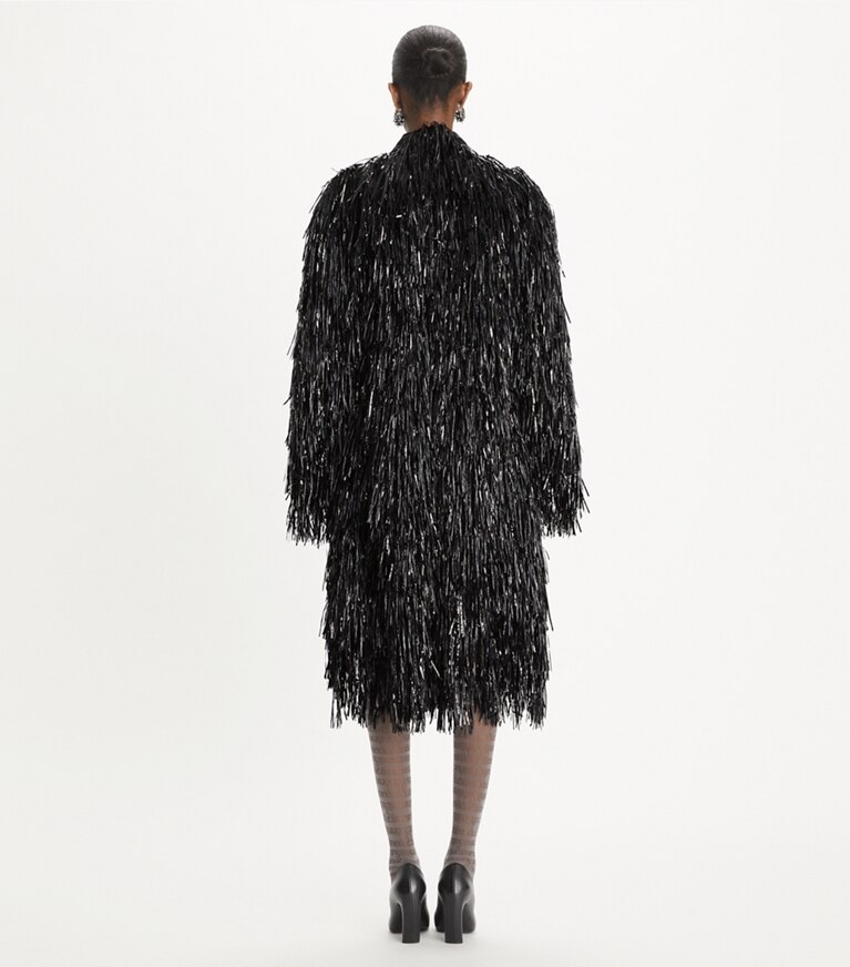 Tory Burch designer manteaux Manteau à franges in Black front