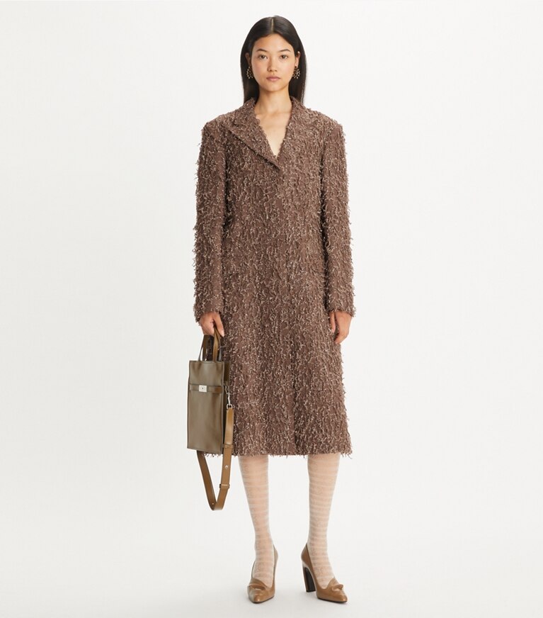 Tory Burch designer manteaux Manteau à sequins in Stone Taupe front