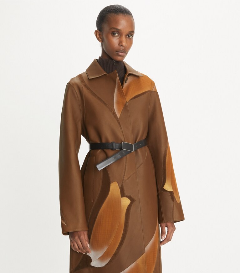 Tory Burch designer manteaux Manteau brodé in Coffee Liqueúr front