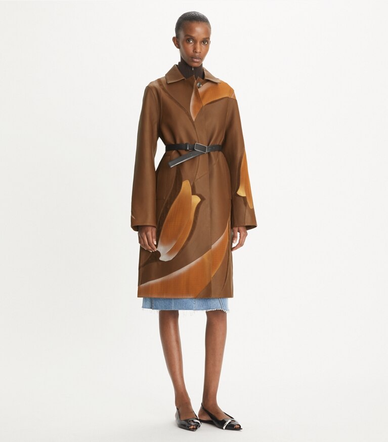 Tory Burch designer manteaux Manteau brodé in Coffee Liqueúr front