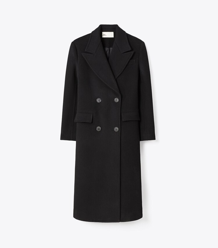 Tory Burch designer manteaux Manteau croisé en laine dans BLACK de face
