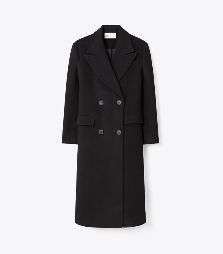 Tory Burch designer manteaux Manteau croisé en laine dans BLACK de face