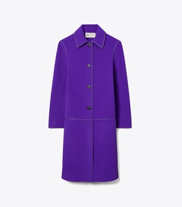 Tory Burch designer manteaux Manteau de laine dans Purple Aster de face