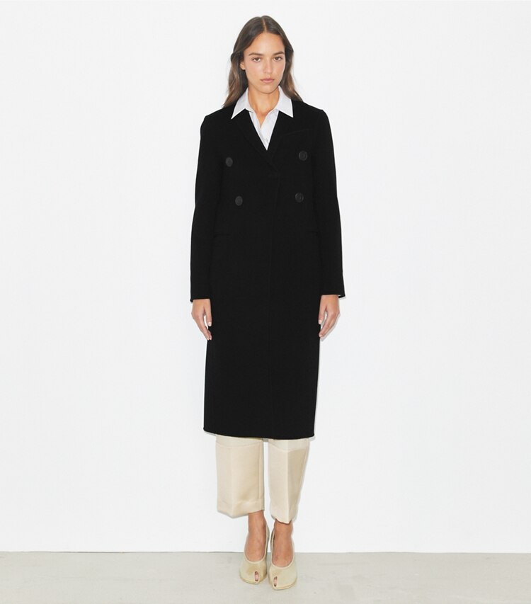 Tory Burch designer manteaux Manteau de laine dans Black sur modèle, de face