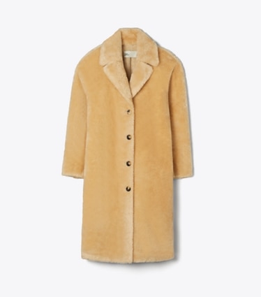 Tory Burch designer manteaux Manteau en faux shearling in Oatmeal front