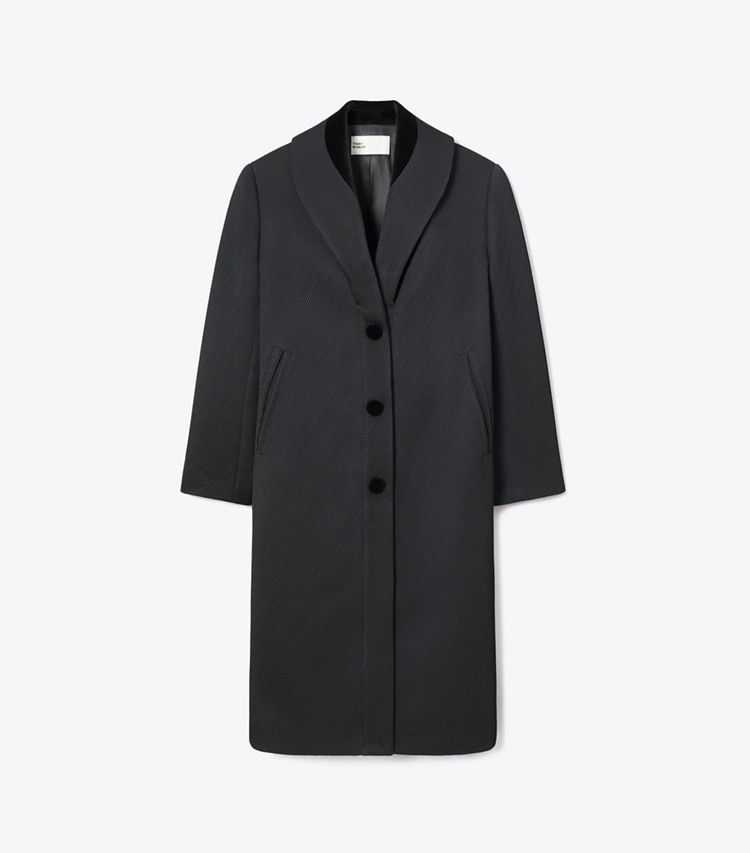 Tory Burch designer manteaux Manteau en sergé structuré dans Black de face