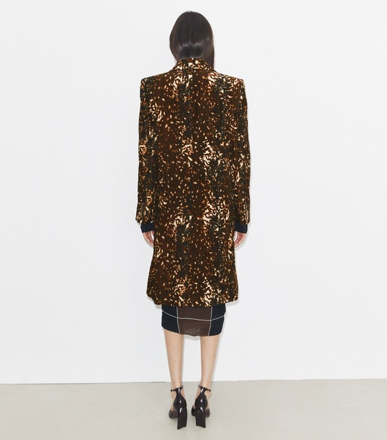 Tory Burch designer manteaux Manteau en velours de coton in Chocolate Brown Fawn front